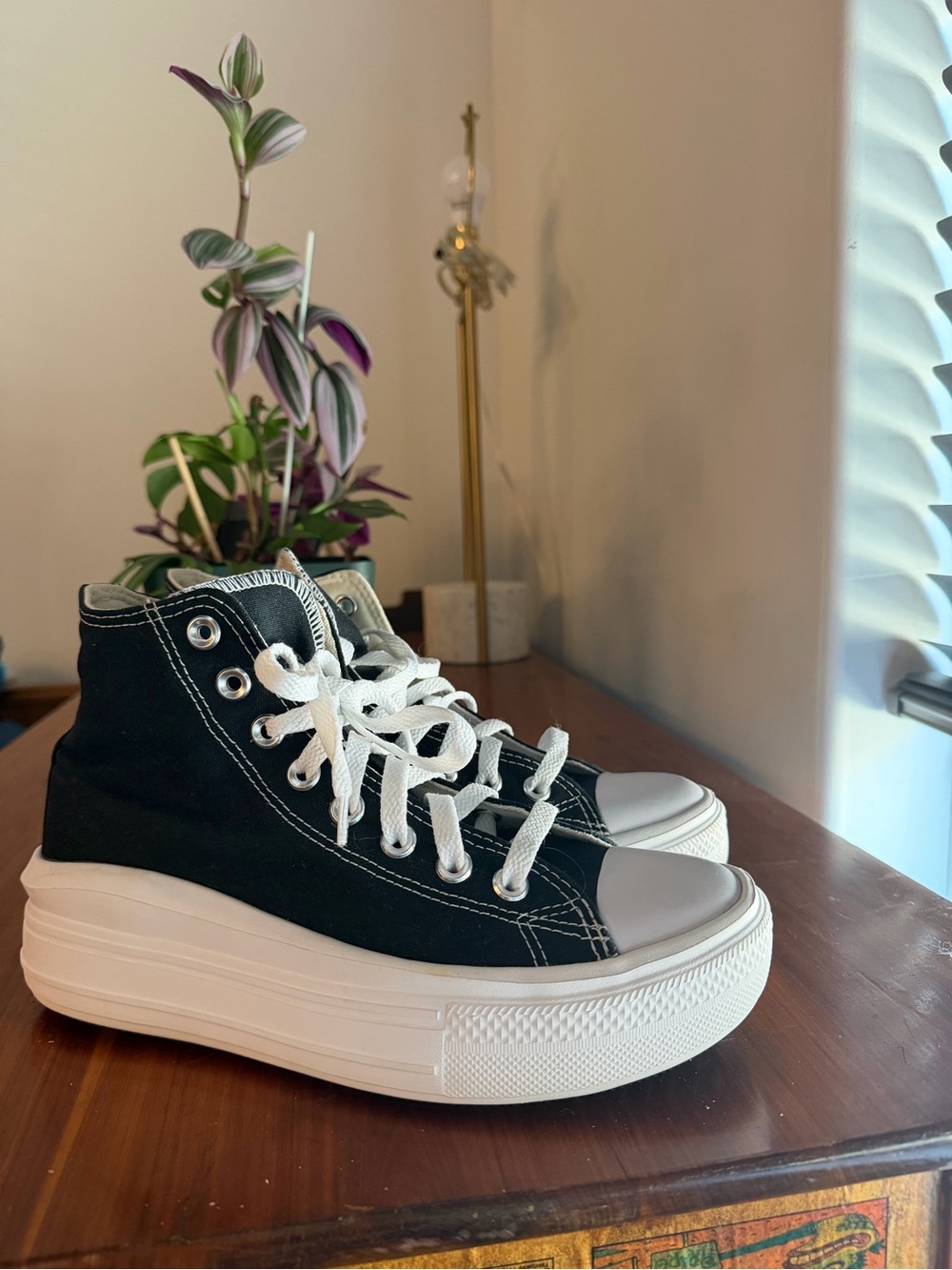 Converse Black High-Top Platform Sneakers with White Sole